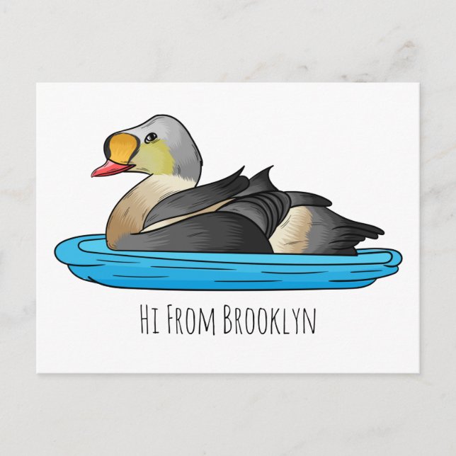 King eider bird Cartoon Postkarte (Vorderseite)