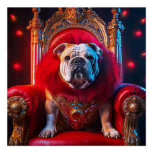 King gewann den Bulldog auf seinem Thron Poster