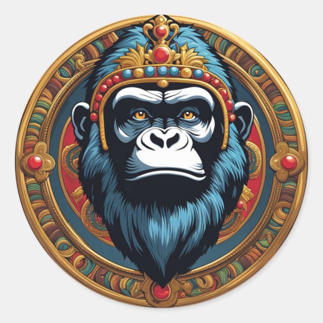 King Gorilla Runder Aufkleber (Vorderseite)