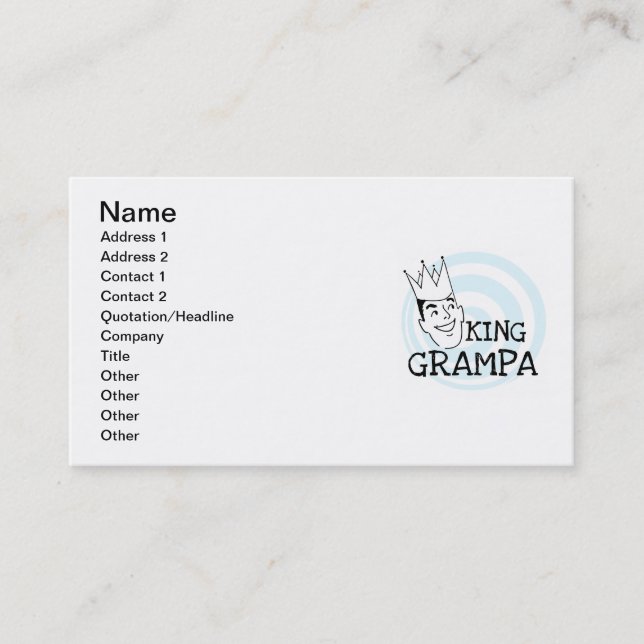 King Grampa T - Shirt und Geschenke Visitenkarte (Vorderseite)