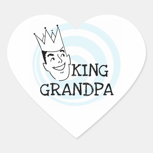 King Grandpa T - Shirt und Geschenke Herz-Aufkleber (Vorderseite)