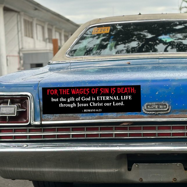 King James Bible Romans 6:23 Gospel Christlich Autoaufkleber (Von Creator hochgeladen)