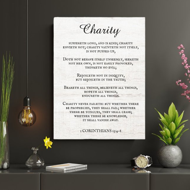 King James Bible Verse 1 Korinther 13 Rustikal Leinwanddruck (Von Creator hochgeladen)