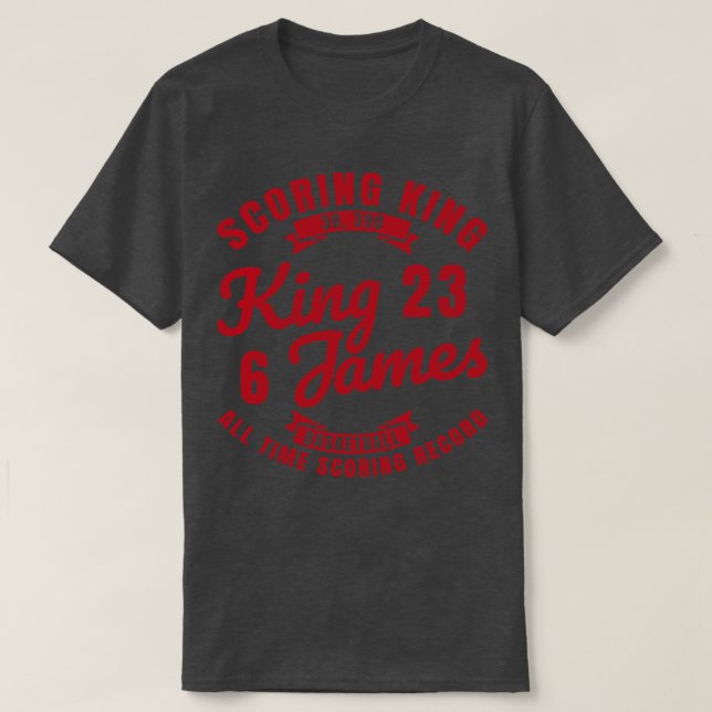King James The Scoring King Basketball Roter Text T-Shirt (Design vorne)