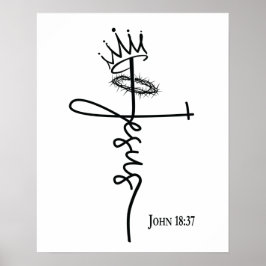 KING JESUS Christlicher Handbrief Schwarz-weiß Poster