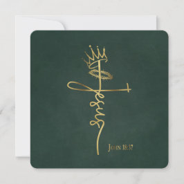 KING JESUS Elegant Christlich Green Flat Christmas Karte