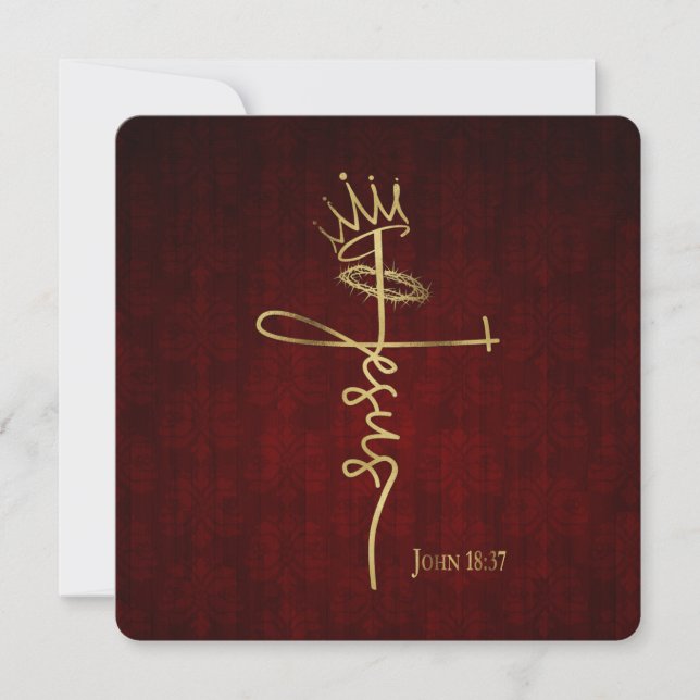KING JESUS Elegante Red Flat Christliche Weihnacht Karte (Vorderseite)