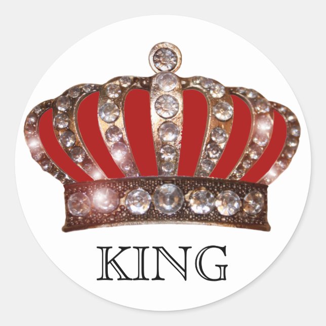 "KING" (kann personlisieren) Runder Aufkleber (Vorderseite)