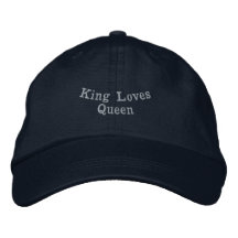 King liebt Queen Grauer Text Navy-Farb-Hut Paar 