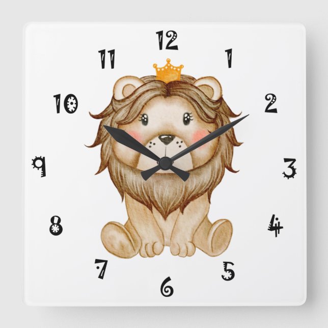 King Lion Face Wall Clock Quadratische Wanduhr (Vorderseite)