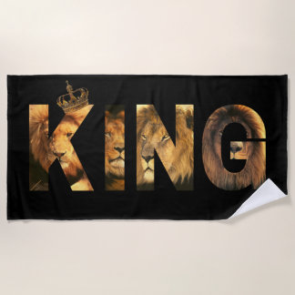 "KING Lion Lettering"-Design auf Schwarz Strandtuch
