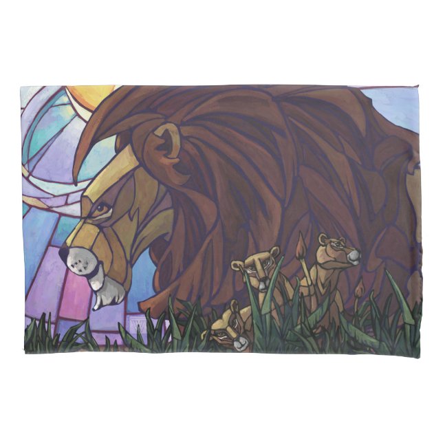 King Lion und Cubs Art Kissenbezug (Vorderseite)