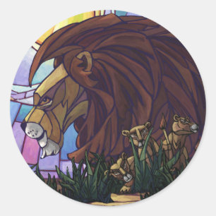 King Lion und Cubs Runder Aufkleber