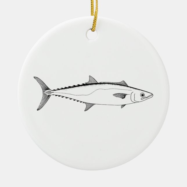 King Mackerel Line Art Keramik Ornament (Vorne)