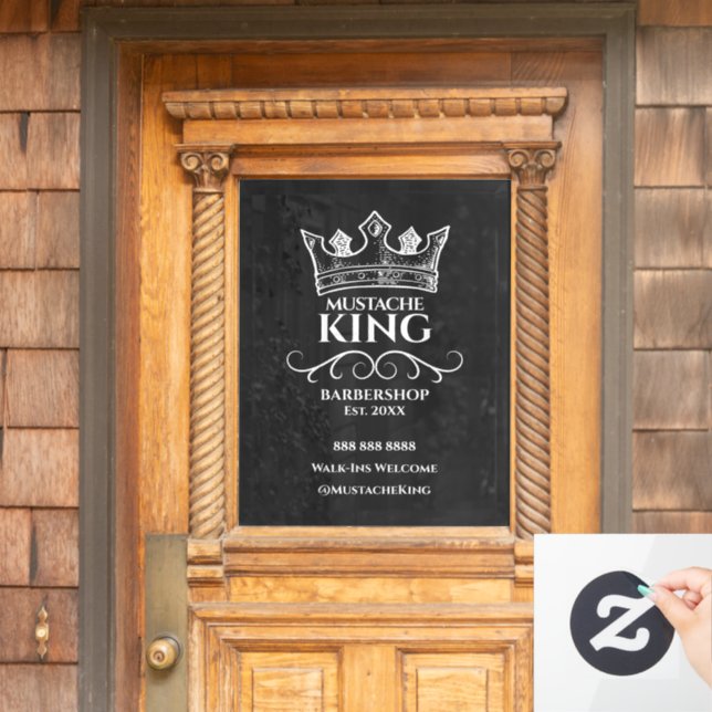 King Mustache Barbershop Business Fensteraufkleber (Haustür)