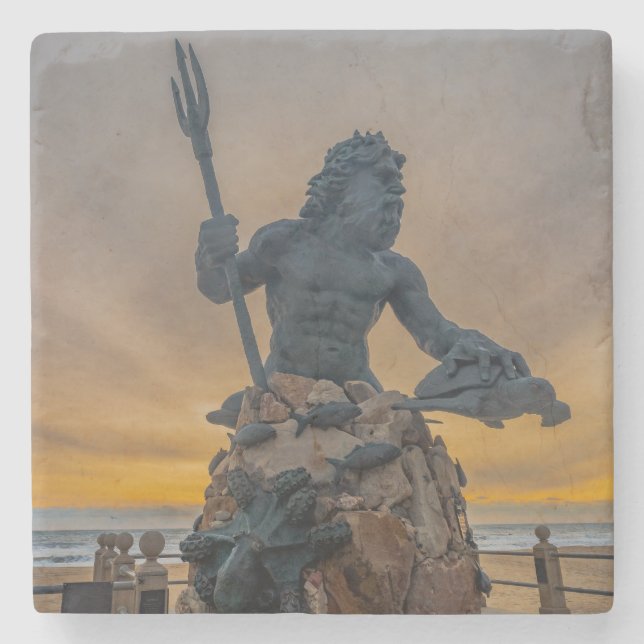King Neptune Virginia Beach Stone Untersetzer (Vorderseite)