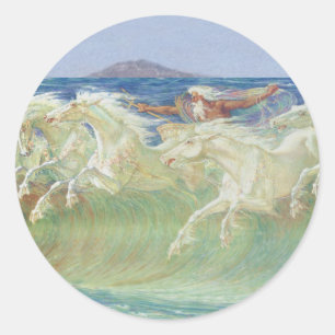 KING NEPTUNE'S HORSES RIDE DIE WELLEN RUNDER AUFKLEBER