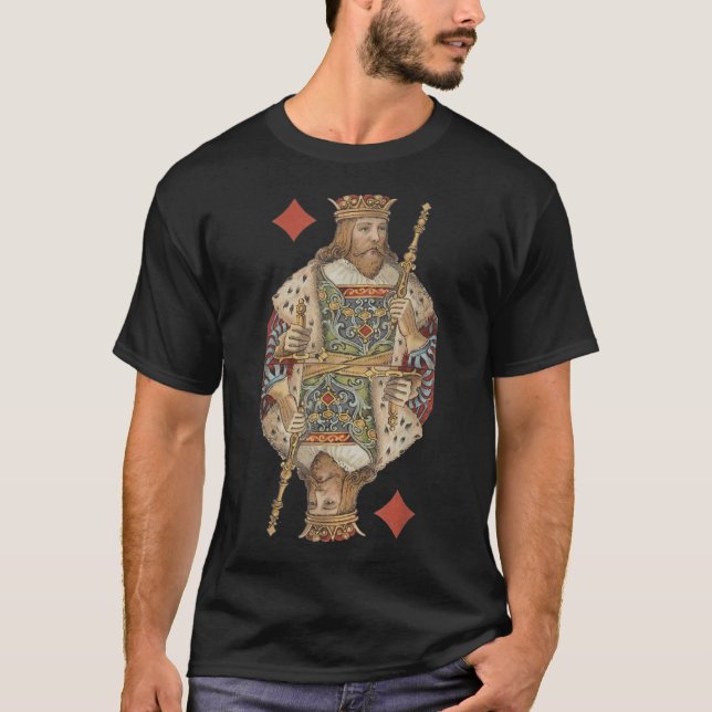 King of Diamonds Antique Art Nouveau Playing Card T-Shirt (Vorderseite)