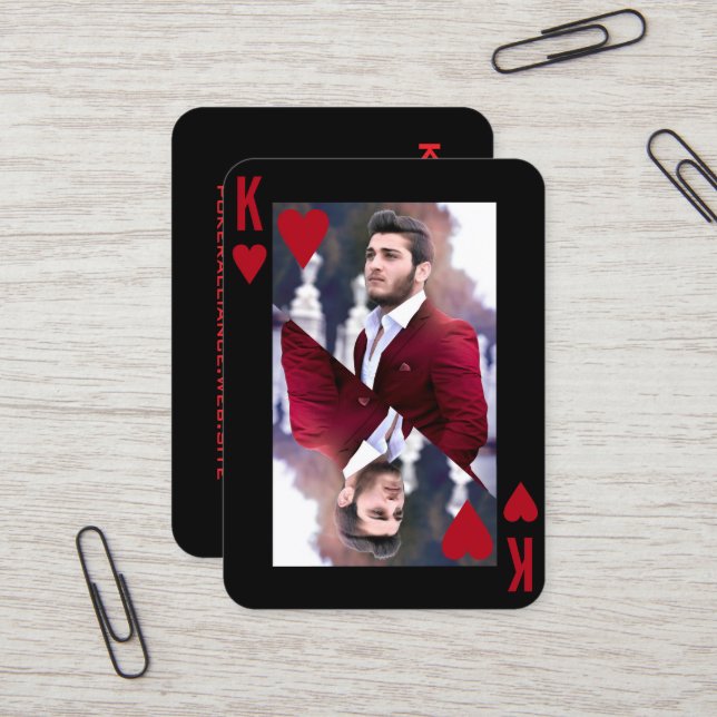 King of Hearts Black Red Foto Poker Player Visitenkarte (Vorderseite/Rückseite Beispiel)