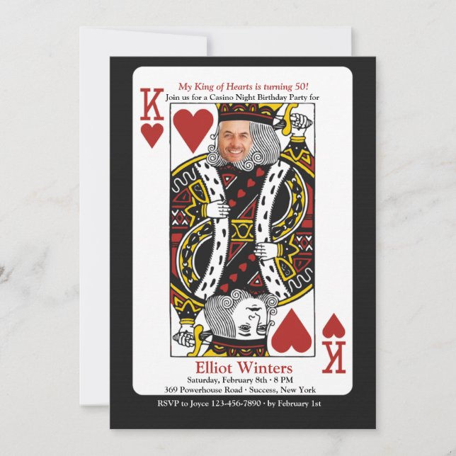 King of Hearts Casino Foto Einladung (Vorderseite)