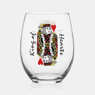 King of Hearts Design Stemless Weinglas Ohne Stiel