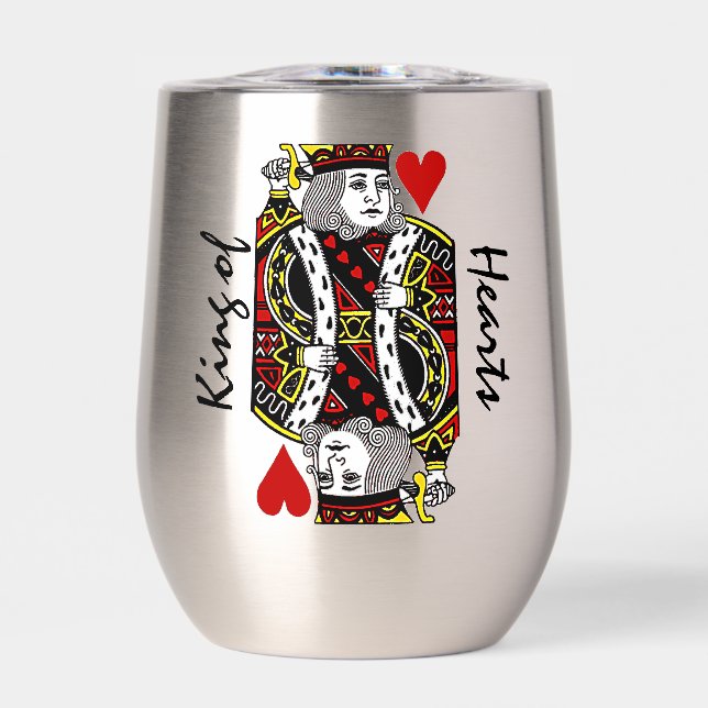 King of Hearts Design Thermal Wine Tumbler (Vorderseite)