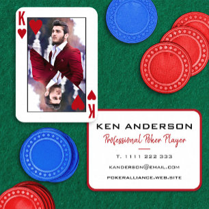 King of Hearts Red White Foto Poker Casino Visitenkarte