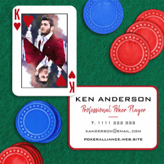 King of Hearts Red White Foto Poker Casino Visitenkarte