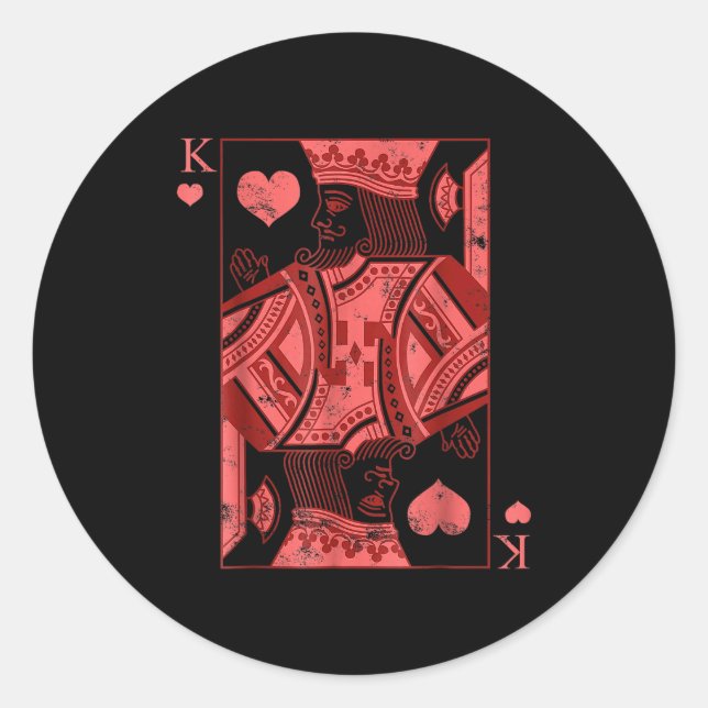 King Of Hearts Valentines Day Cool V-day Couple Ma Runder Aufkleber (Vorderseite)