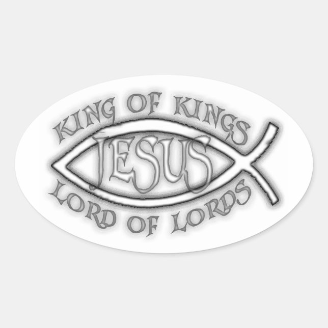 King of Kings Ichthus Euro Style Ovaler Aufkleber (Vorderseite)