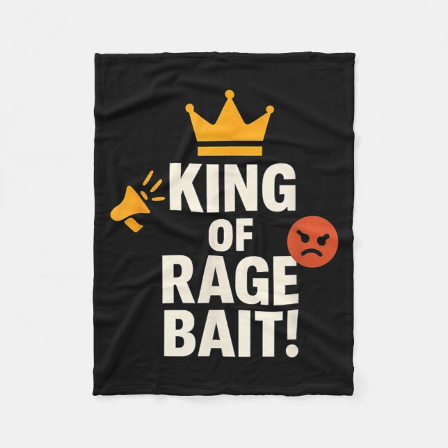 King Of Rage Bait Funny Internet Meme Gamer Quote  Fleecedecke (Vorderseite)