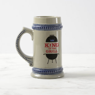 King of the Grill, blau-kronenrot Bierglas
