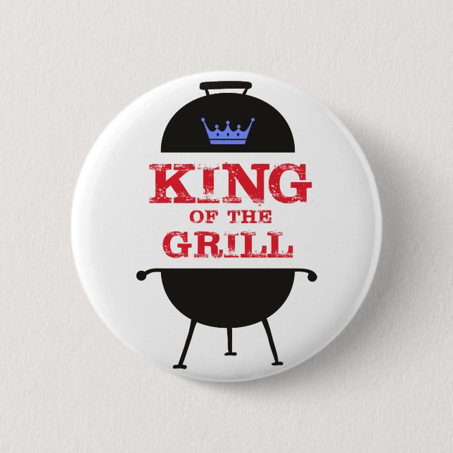 King of the Grill, blau-kronenrot Button (Vorderseite)