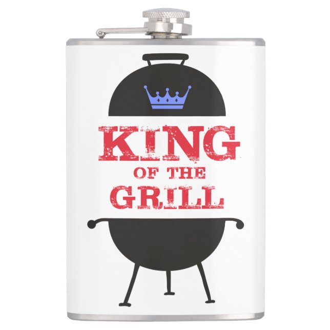 King of the Grill, blau-kronenrot Flachmann (Vorderseite)