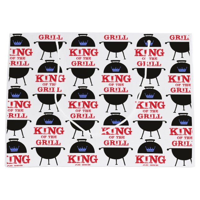 King of the Grill, blau-kronenrot Große Geschenktüte (Vorderseite)