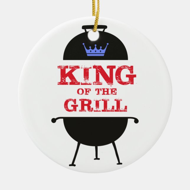 King of the Grill, blau-kronenrot Keramik Ornament (Vorne)
