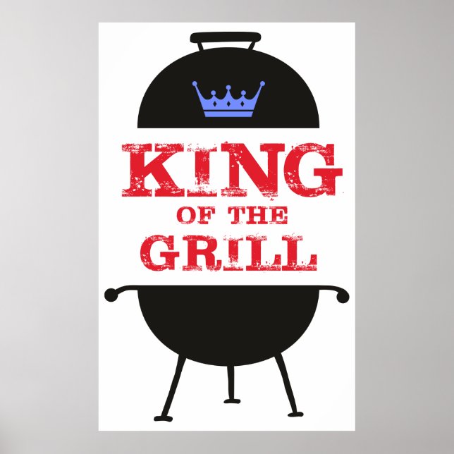 King of the Grill, blau-kronenrot Poster (Vorne)