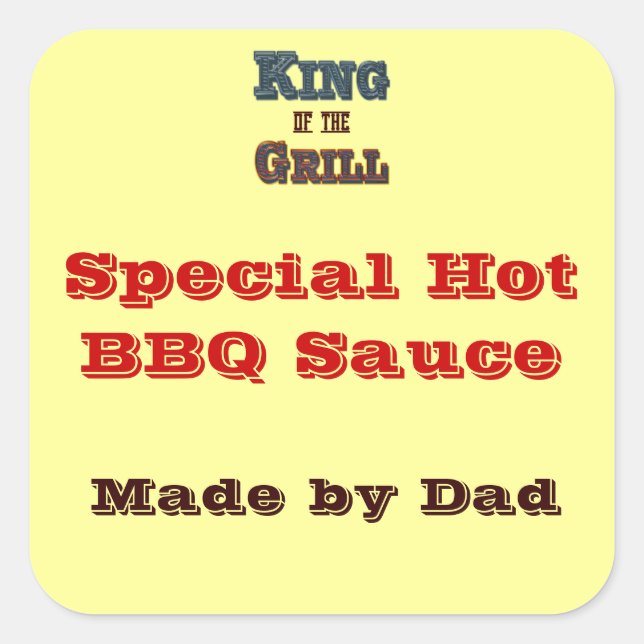 King of the Grill Custom Canning Sauce Sticker (Vorderseite)
