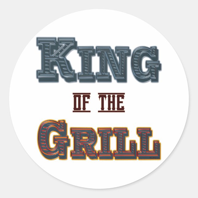 King of the Grill GRILLEN Cooking Slogan Runder Aufkleber (Vorderseite)