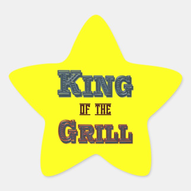King of the Grill GRILLEN Cooking Slogan Stern-Aufkleber (Vorderseite)