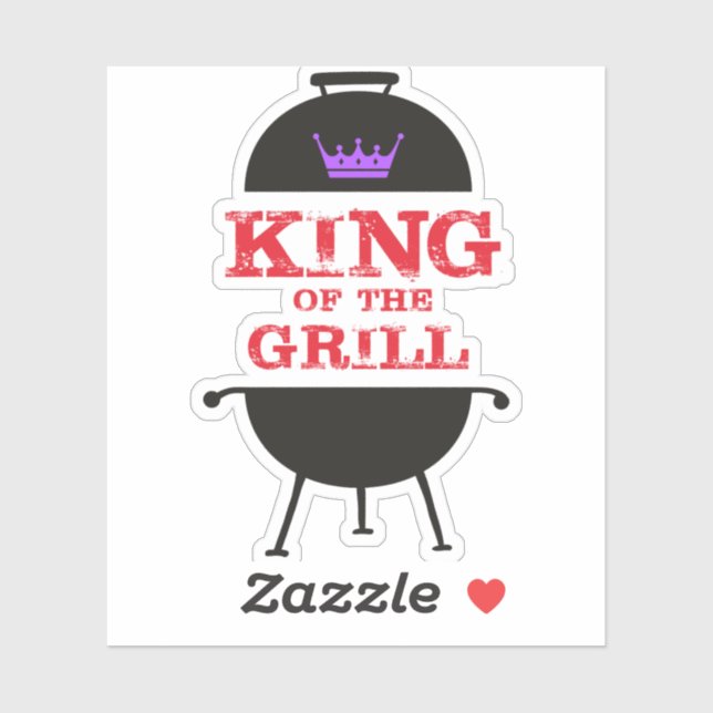 King of the Grill, Lila schwarze Krone, rot Aufkleber (Blatt)