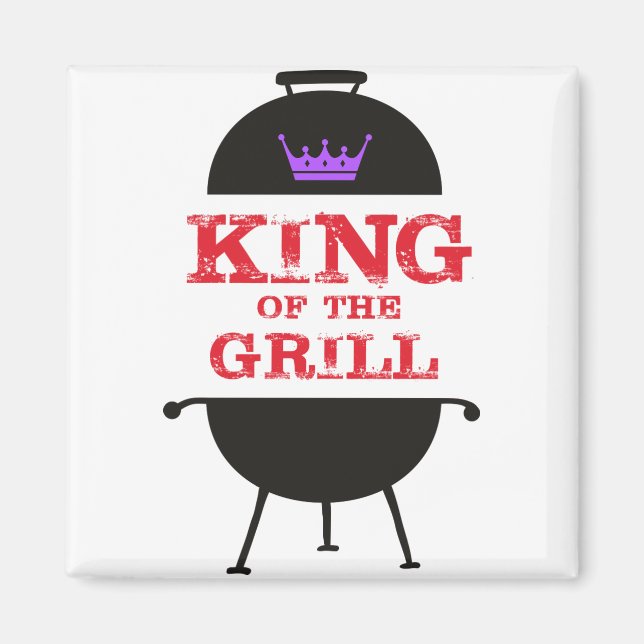 King of the Grill, Lila schwarze Krone, rot Magnet (Vorne)