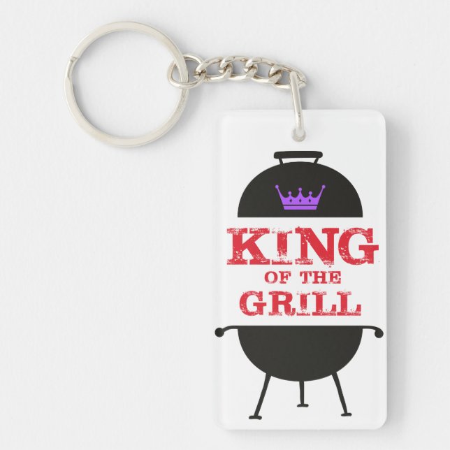 King of the Grill, Lila schwarze Krone, rot Schlüsselanhänger (Vorderseite)