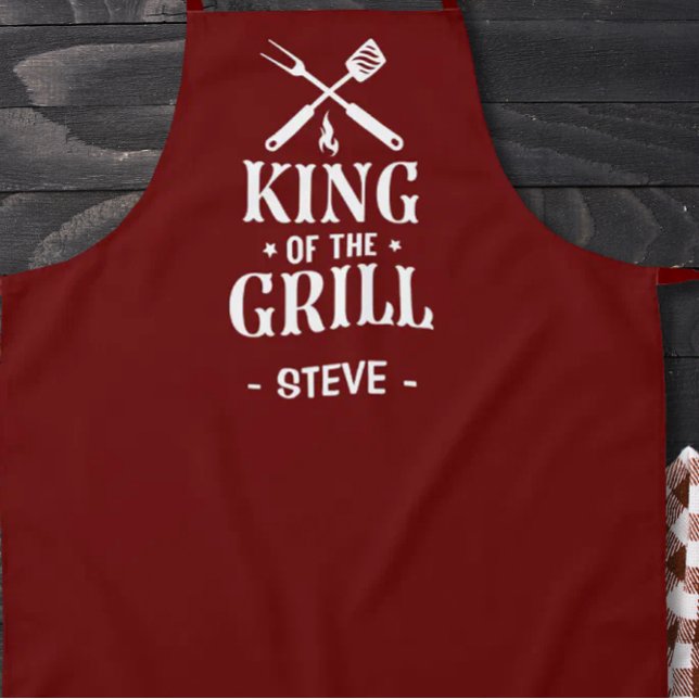 King of The Grill Personalisierte GRILLEN Schürze (Mens' personalized King of the Grill apron.)