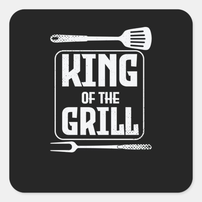 King of the GRILL Quadratischer Aufkleber (Vorderseite)