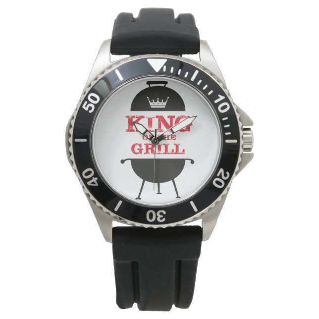 King of the Grill, Schwarz-weiß Crown Red Armbanduhr (Vorderseite)