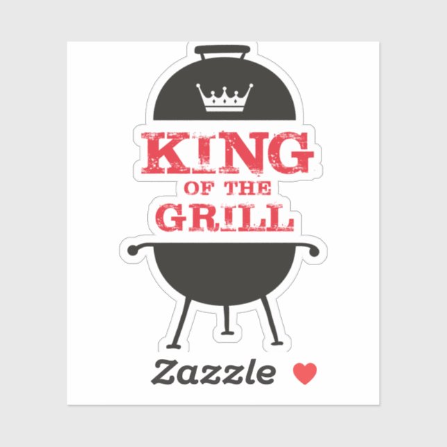 King of the Grill, Schwarz-weiß Crown Red Aufkleber (Blatt)