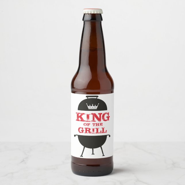 King of the Grill, Schwarz-weiß Crown Red Bierflaschenetikett (Vorderseite)