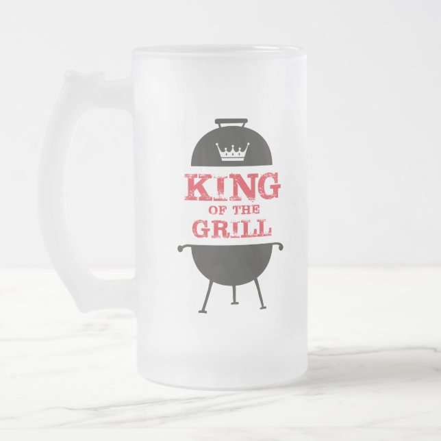 King of the Grill, Schwarz-weiß Crown Red Mattglas Bierglas (Links)