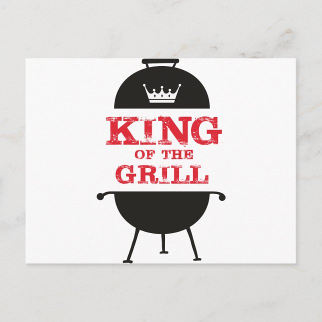 King of the Grill, Schwarz-weiß Crown Red Postkarte (Vorderseite)